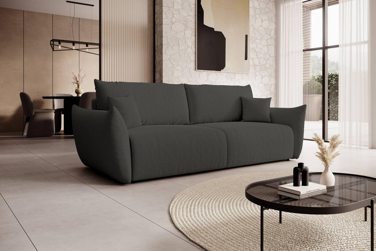 SOFA Hallora - Graphit (Melody 05) - Graphitfarben, Holzwerkstoff (240/88/108cm) - Möblo