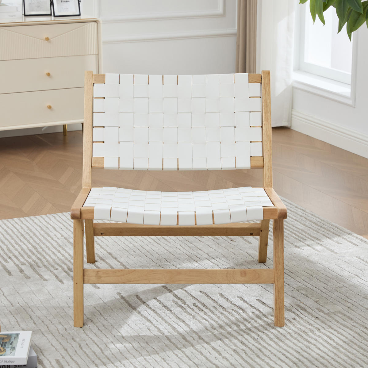 STUHL Schachbrettmuster mit Holzgestell, DE-42285, Weiß - Weiß, Holzwerkstoff (66/72/71cm) - ComfortXL