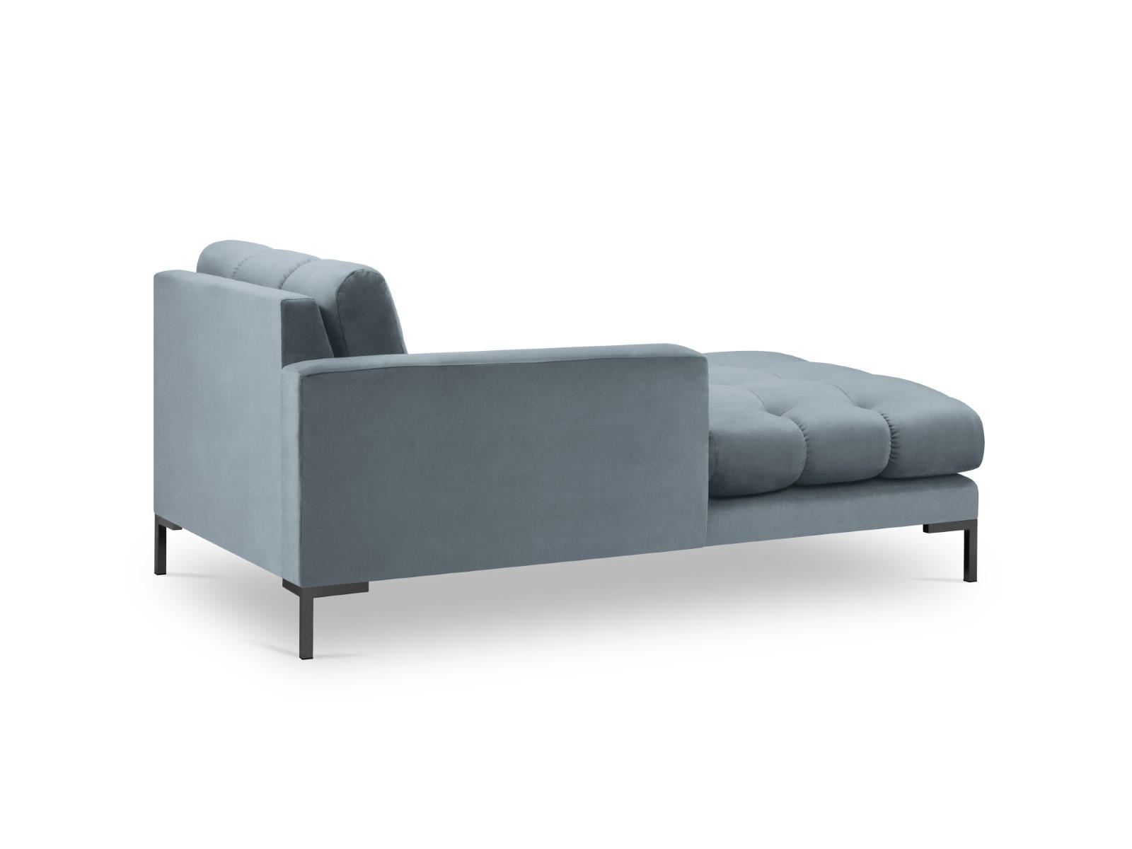 CHAISELONGUE links Mamaia aus Samt hellblau - Hellblau, Textil (102/75/185cm) - Micadoni