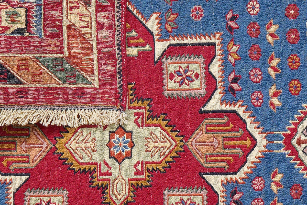 KELIM-TEPPICH handgewebt Sumak Shahsavan Blau 154/108 cm Schurwolle - Blau, Textil (108/154cm) - Looma