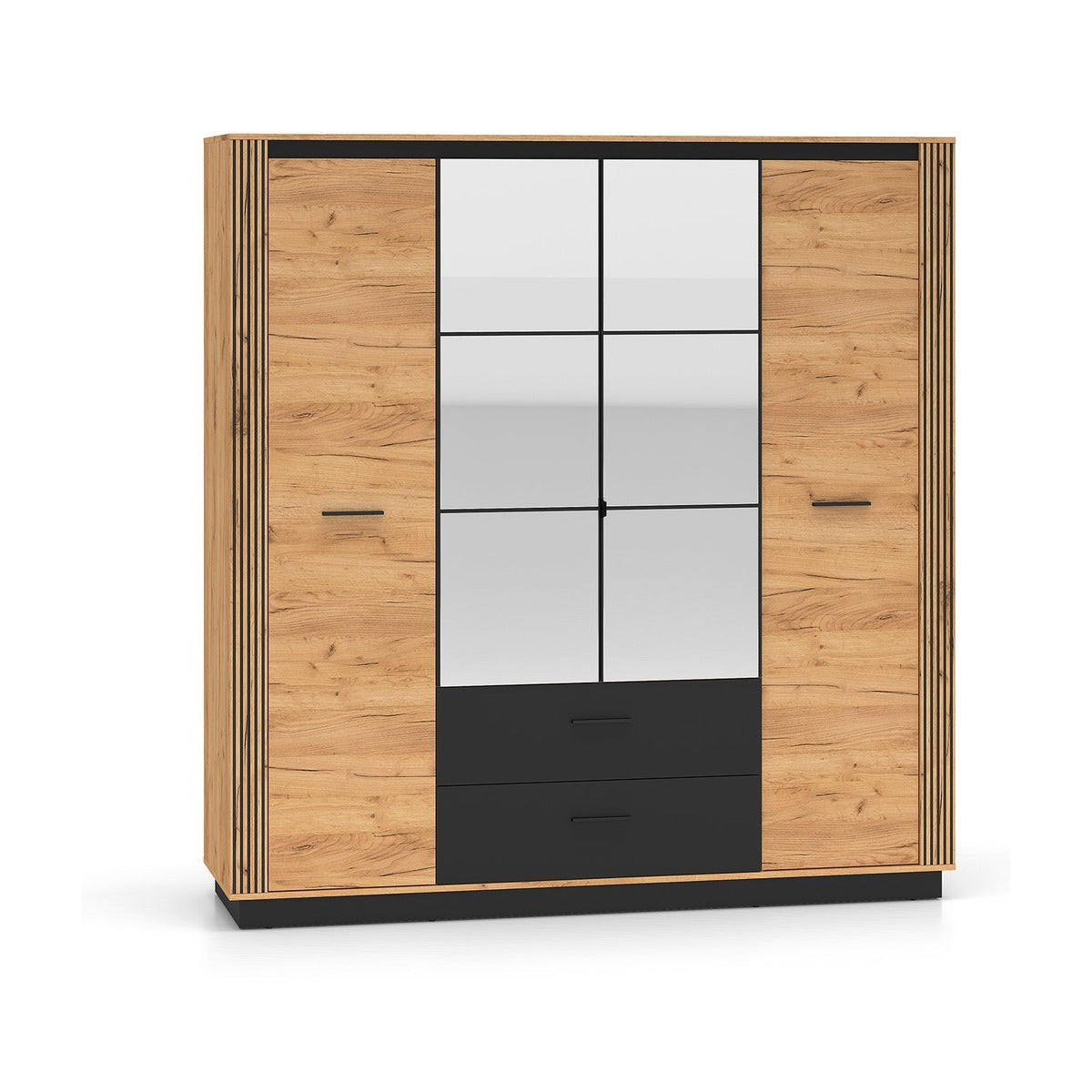 KLEIDERSCHRANK – 200 cm – Urso – Schwarz – KL-039 - Schwarz, Holzwerkstoff (200/210/58cm) - hi-markt