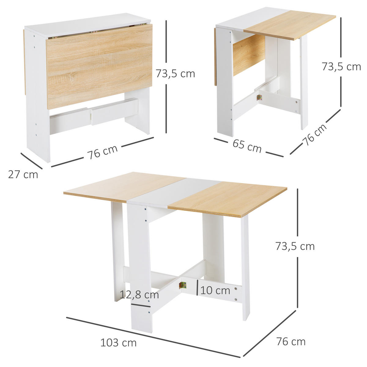 ESSTISCH Weiß 1 Stück - Weiß, Holz (103/76/74cm) - GiPP