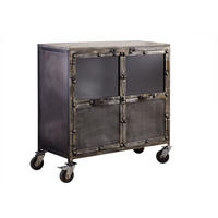 SIDEBOARD Mango 90x40x90 grau lackiert HEAVY INDUSTRY #114 - Grau, Metall (90/90/40cm) - Massivmoebel24