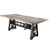 ESSTISCH Altholz höhenverstellbar 220x100x75-105 mehrfarbig lackiert INDUSTRIAL #24 - Multicolor, Holz (220/100/75cm) - Massivmoebel24