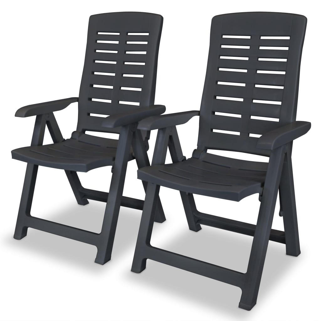 GARTENSTÜHLE Verstellbare 2er Set Kunststoff Anthrazit - Anthrazit, Kunststoff (60/108/61cm) - vidaXL