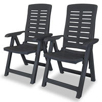 GARTENSTÜHLE Verstellbare 2er Set Kunststoff Anthrazit - Anthrazit, Kunststoff (60/108/61cm) - vidaXL
