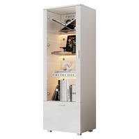 VITRINE LED Hochglanz Acryl 160cm 3 Böden Weiß - Weiß, Holzwerkstoff (50/160/40cm) - FLIEKS