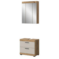 BADMÖBEL Set 2-teilig in Sand Kashmir und Evoke Eiche Badkombination 60 x 191 cm Shawn - Kaschmir/Eichefarben, Glas/Holzwerkstoff (60/191/37cm) - Inn.Furn