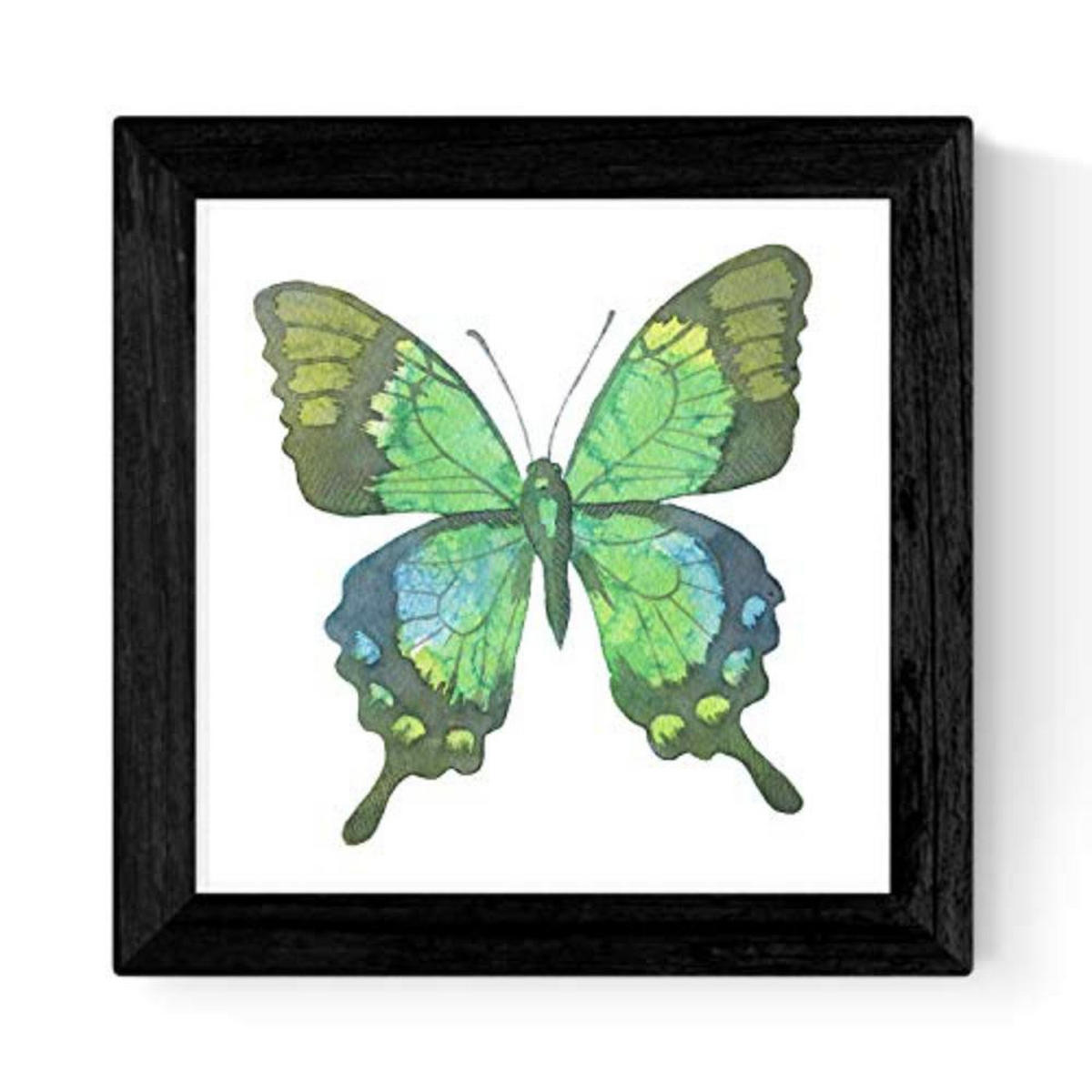 POSTER Set mit 4 Schmetterlinge 30x30 cm Schwarzer Rahmen - Schwarz, Papier (30/3cm) - Nacnic