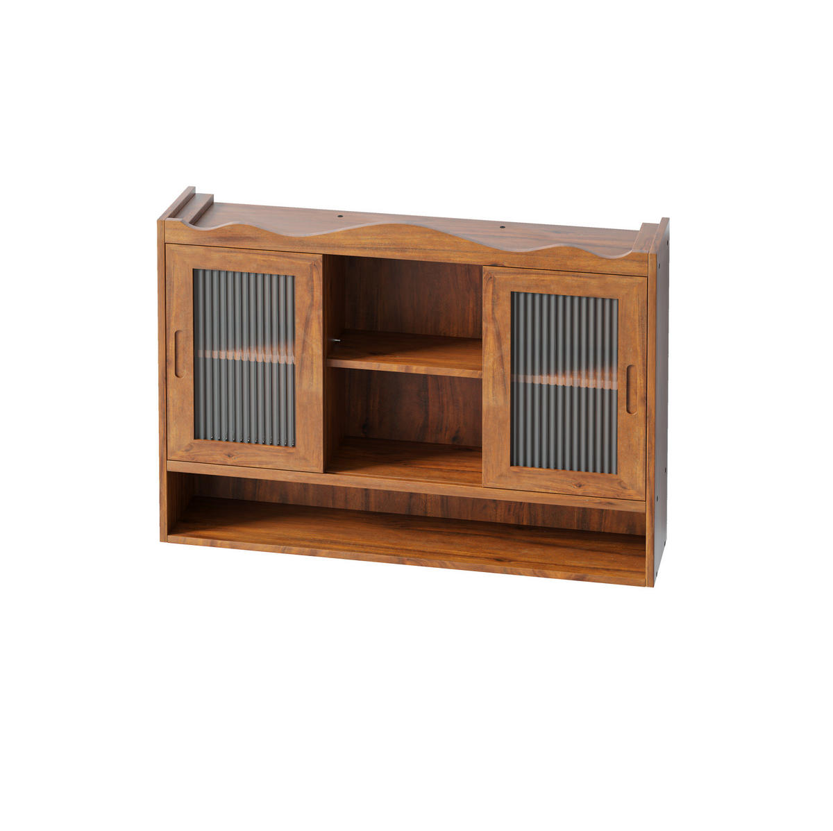 KÜCHENOBERSCHRANK 90/20/60 cm mit 2 Schiebetüren und herausnehmbaren Böden aus Massivholz und Glas, Braun - Braun, Holz (90/60/20cm) - Redom