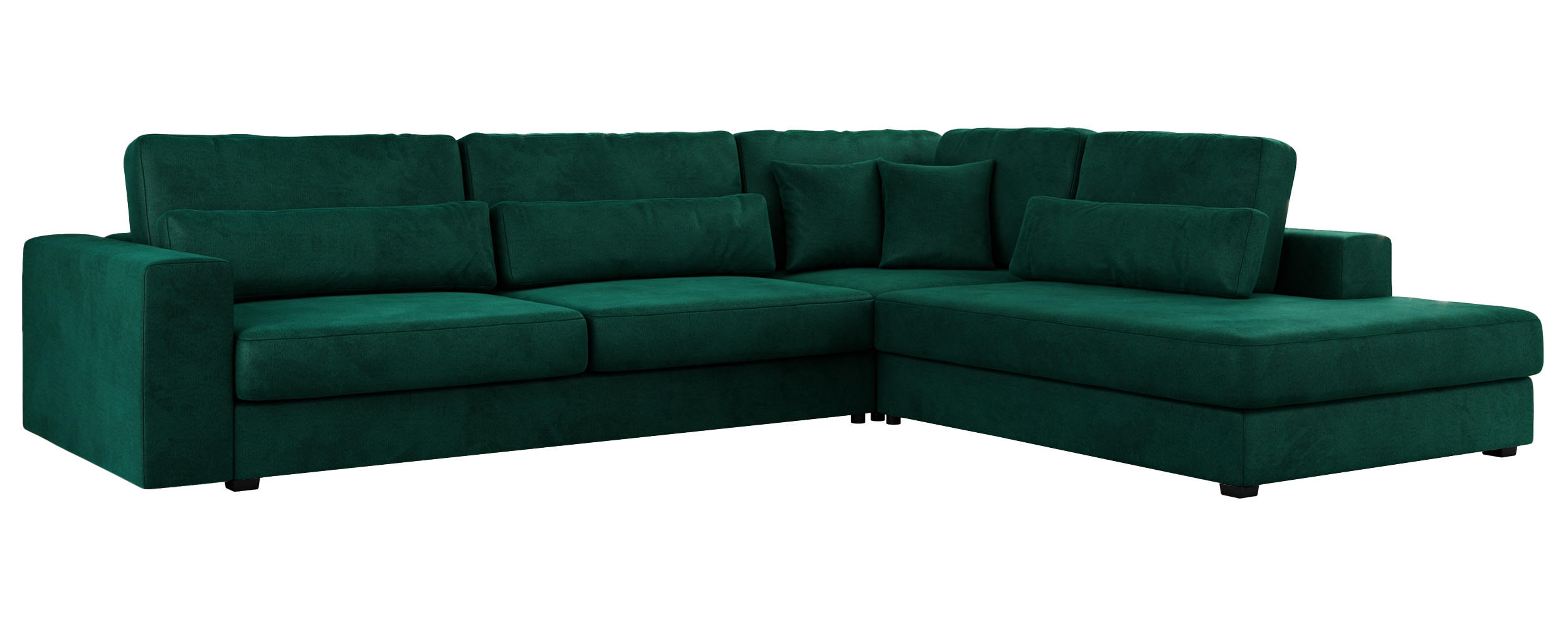 ECKSOFA Savona Dunkelgrün Velvet - rechts - Dunkelgrün/Schwarz, Kunststoff/Textil (249/316cm) - MKS