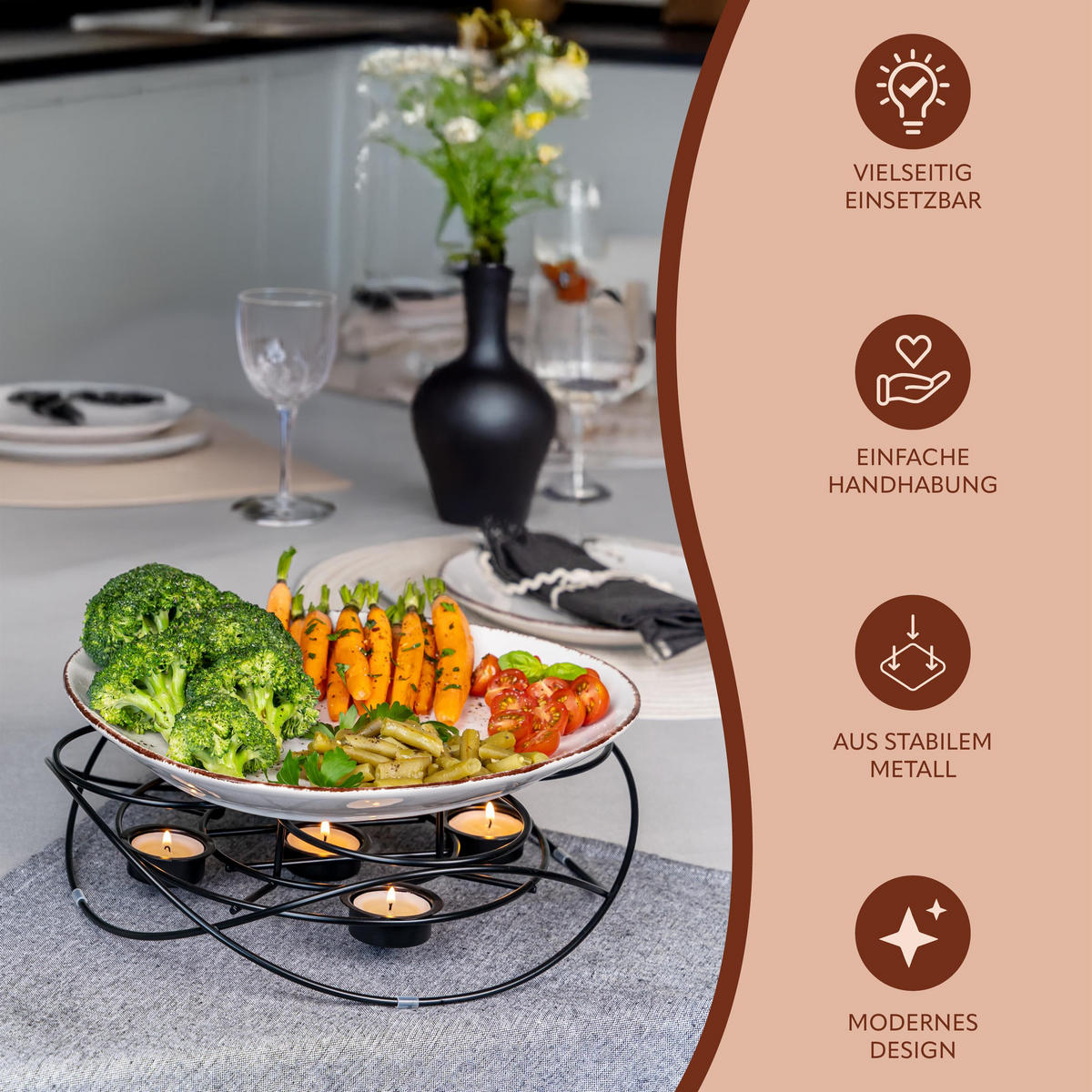 SPEISEWÄRMER, schwarz - Schwarz, Metall (30/8cm) - bremermann