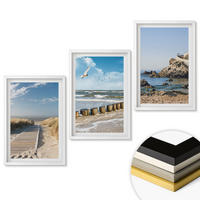 WANDBILDER 3er-Set - 40x60 cm Weißer Rahmen - Strand Holzsteg Klippen - Weiß, Kunststoff (40/60cm) - ArtPrintCave
