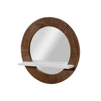 WANDSPIEGEL Mango 65x15x65 braun lackiert / Marmor weiß BARCELONA #261 - Braun, Holz (65/65/15cm) - Massivmoebel24