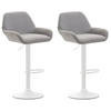BARHOCKER 2er Set DUBLIN - Grau, Stoff, Weiß | Barhocker mit Lehne - Grau, Textil/Metall (51/89/52cm) - DELUKE