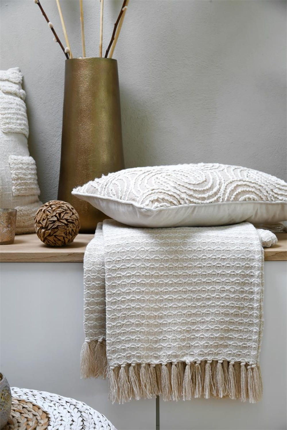 BAUMWOLLEDECKE Balma 125/150 cm - Beige, Naturmaterialen (150/125cm)