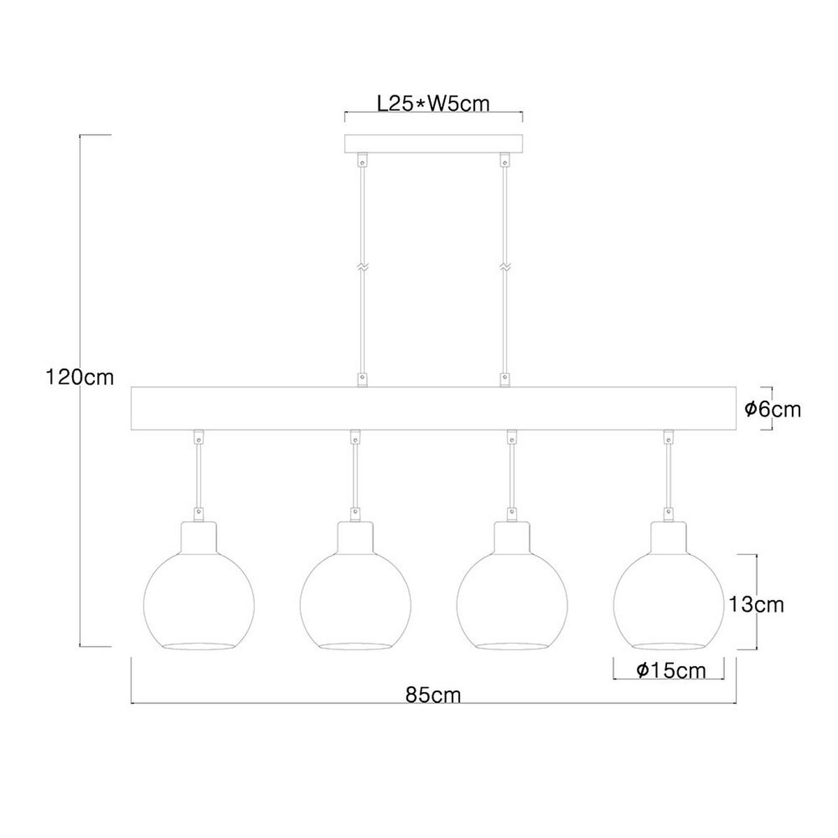 HÄNGELEUCHTE Metall Glas Grau - Grau, Glas (90/10/120cm) - Globo Lighting