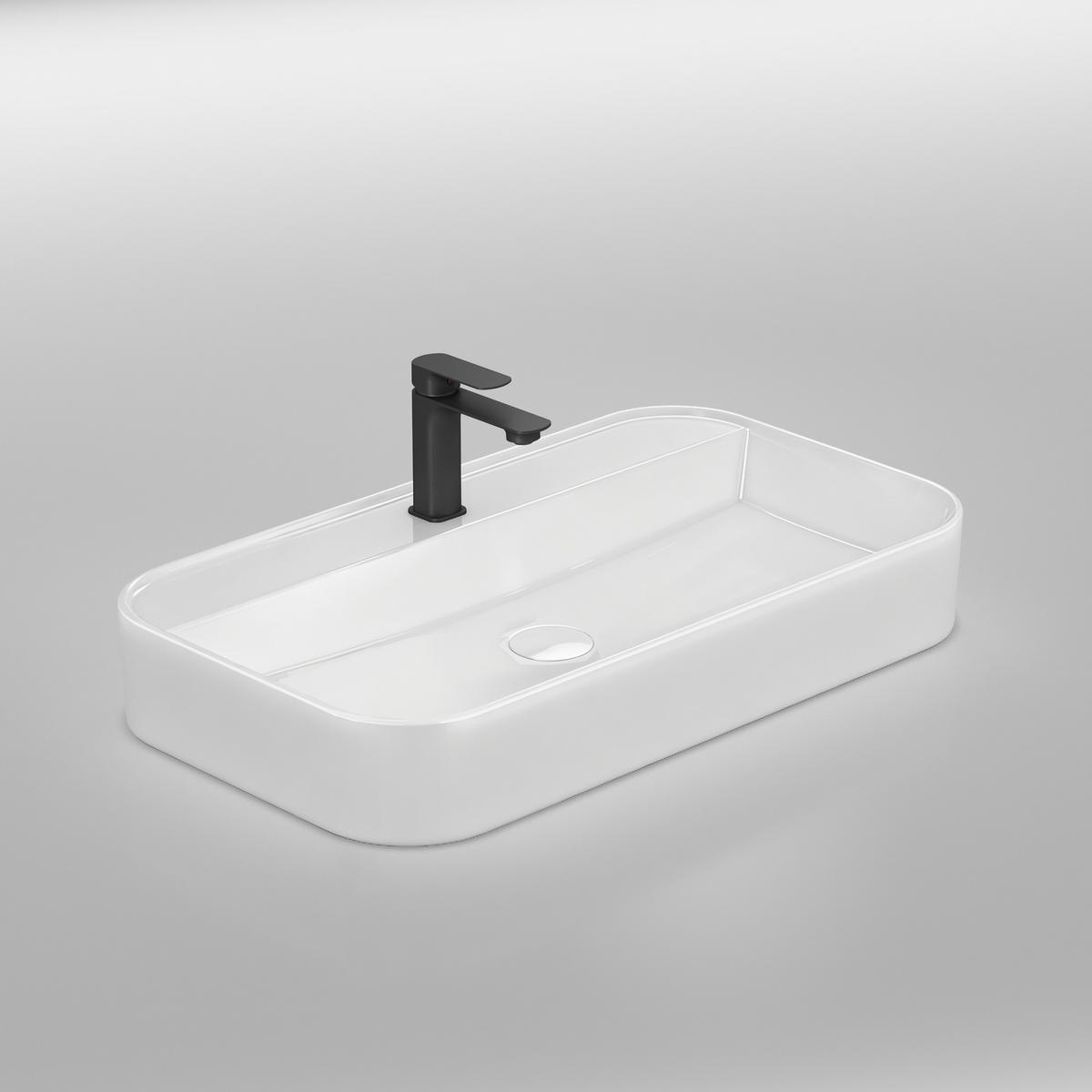 WASCHBECKEN Keramik Weiß 70 / 40 / 11 cm - Weiß Hochglanz, Keramik (40/11/70cm) - EMKE