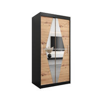 SCHWEBETÜRENSCHRANK 200/100/62 2-türig - Silberfarben/Schwarz, Holz/Kunststoff (100/200/62cm) - Abiks Möbel