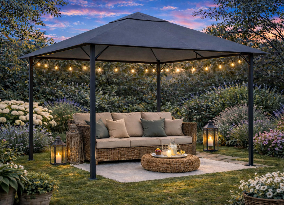 ERSATZDACH Pavillon 3x3 m Grau - Grau, Textil (297/1/297cm) - QUICK STAR