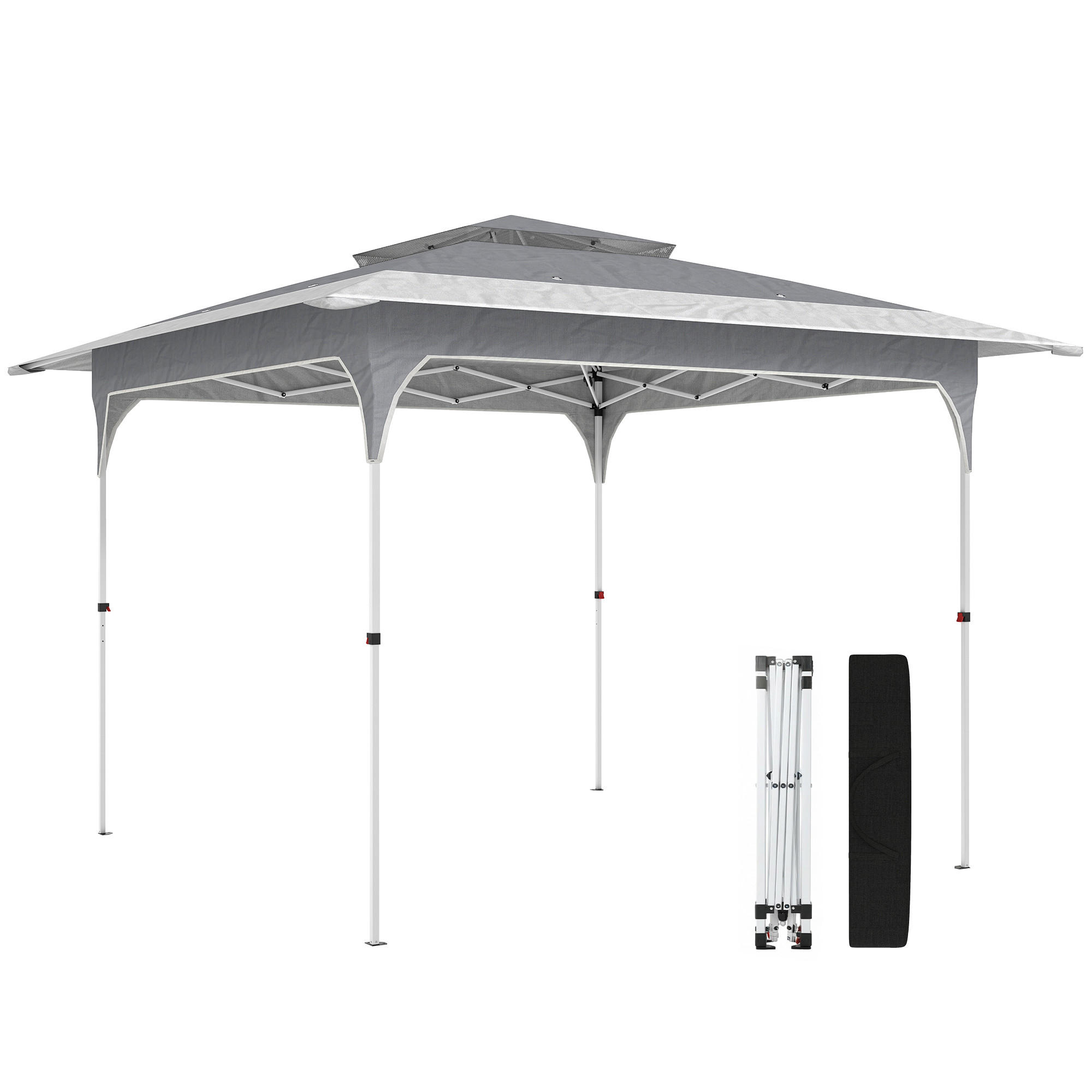 POP-UP-FALTZELT, 3,5×3,5m, grau - Grau, Textil (352/278/352cm) - Vallsero