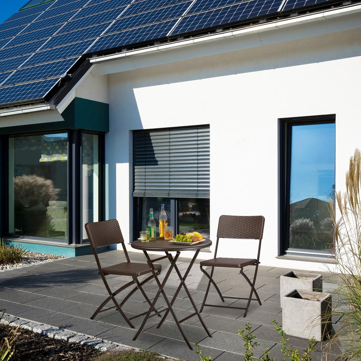 GARTENMÖBEL Set - Schwarz, Kunststoff/Metall - Relaxdays