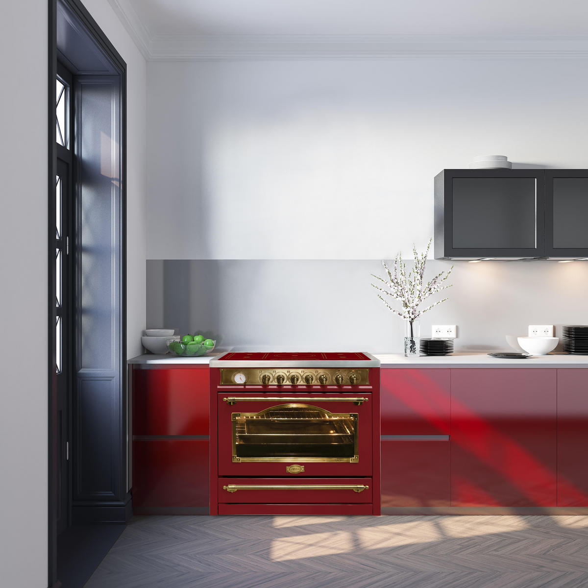 ELEKTRO- Standherd HC 93655 IRotEm, Induktionskochfeld 90 cm, Bordeaux - Bordeaux, Metall (90/90/60cm) - Kaiser Küchengeräte