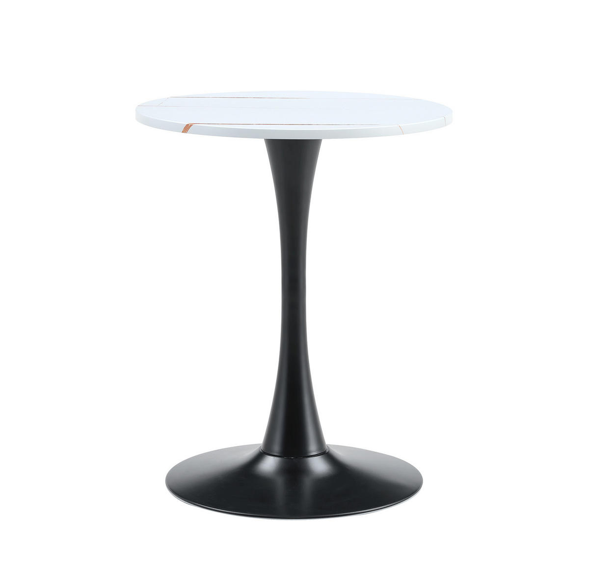 BEISTELLTISCH aus MDF 60x60x72 cm und Metall Weiß-Schwarz mit runder Tischplatte - Weiß, Holzwerkstoff (60/60/72cm) - IVMEU