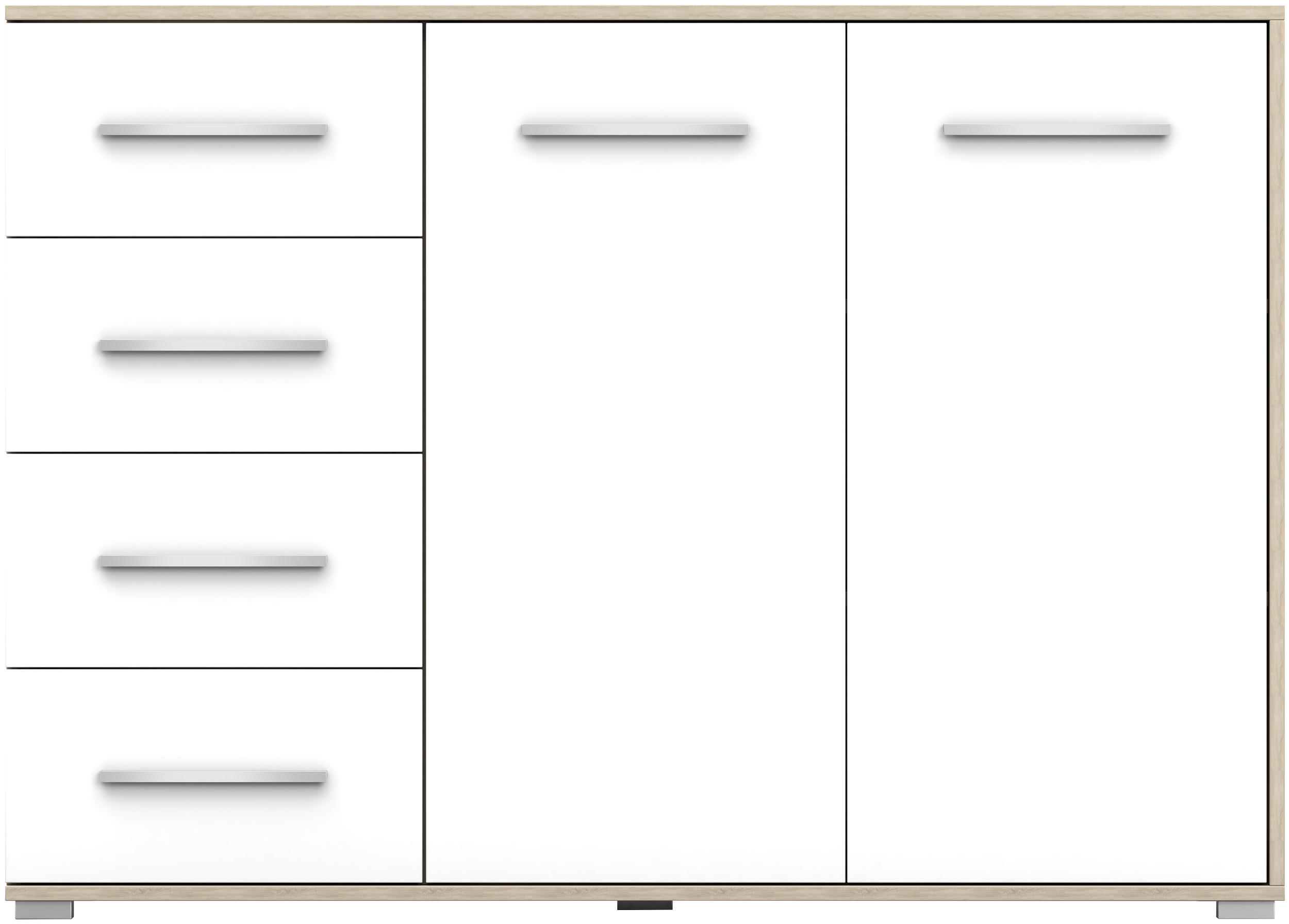 KOMMODE - Highboard IRYS 01 2D4S Sonoma + Weiß - Weiß/Sonoma Eiche, Holzwerkstoff (135/95/45cm) - Möblo