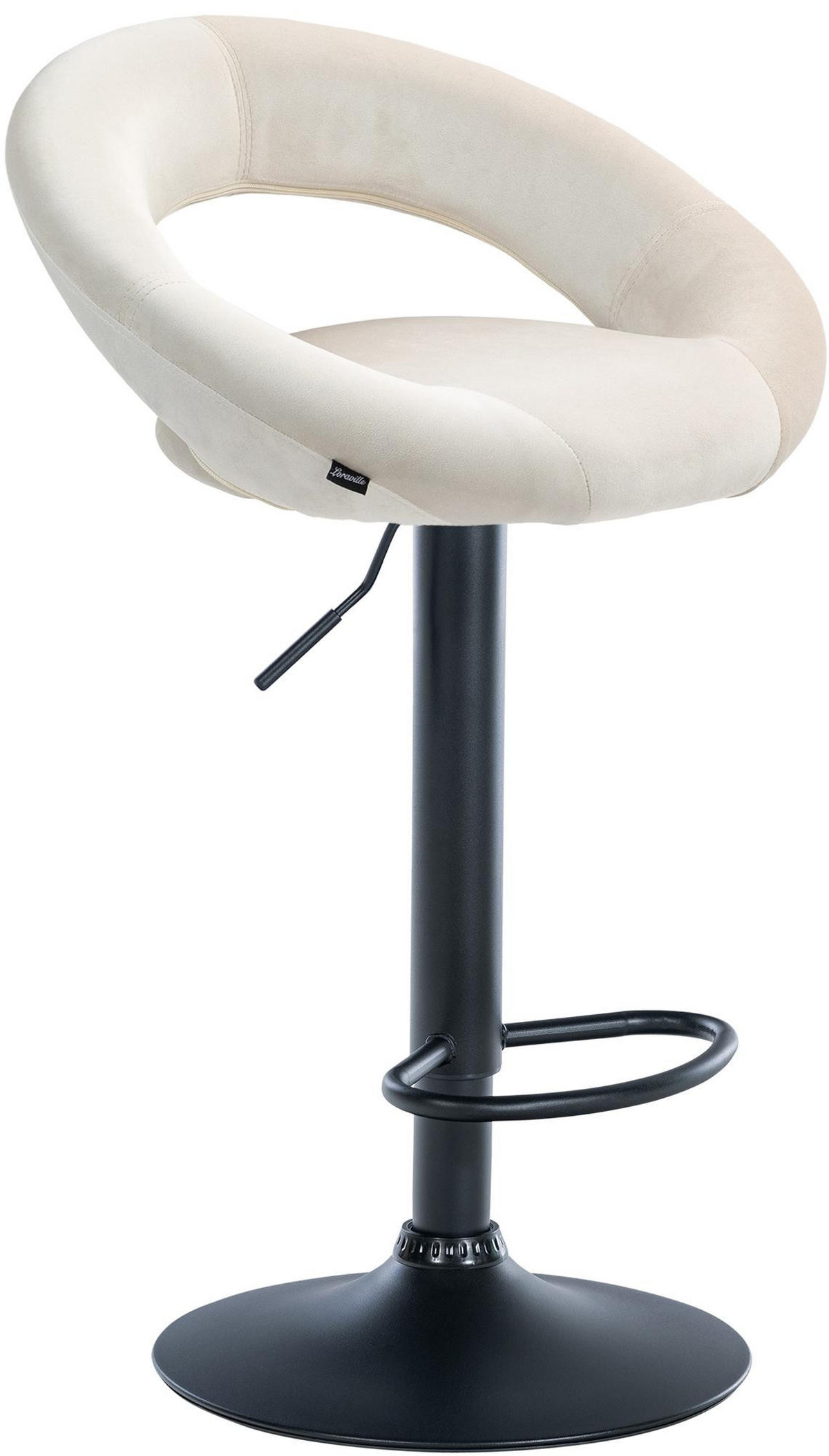 BARHOCKER Samt creme - Creme/Schwarz, Textil/Metall (53/80/47cm) - CLP