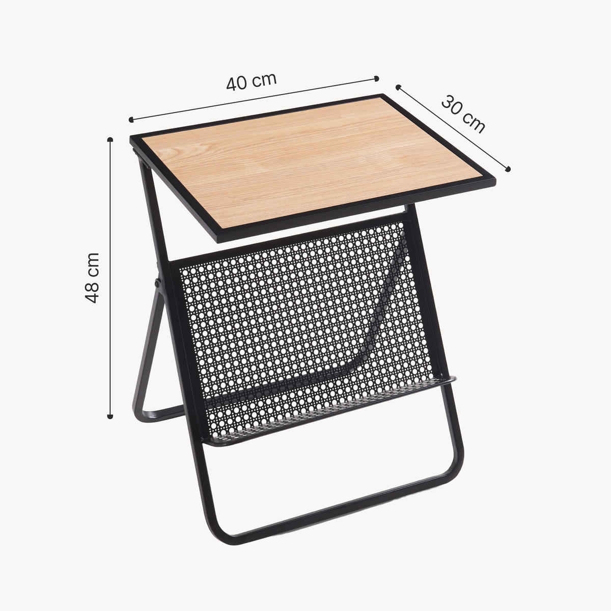 BEISTELLTISCH Jäller - Eichefarben/Schwarz, Holzwerkstoff/Metall (40/30/48cm) - [en.casa]