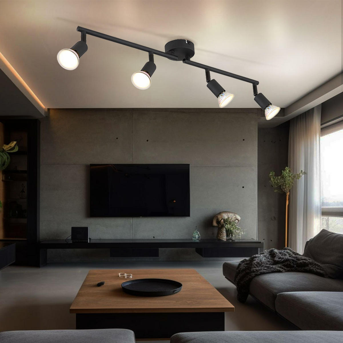 DECKENLEUCHTE Matrix Metall Schwarz - Schwarz, Metall (60/8/13cm) - Globo Lighting