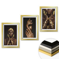WANDBILDER 3er Set - 20x30 cm Goldrahmen - Porträts afrikanischer Frauen - Goldfarben, Kunststoff (20/30cm) - ArtPrintCave