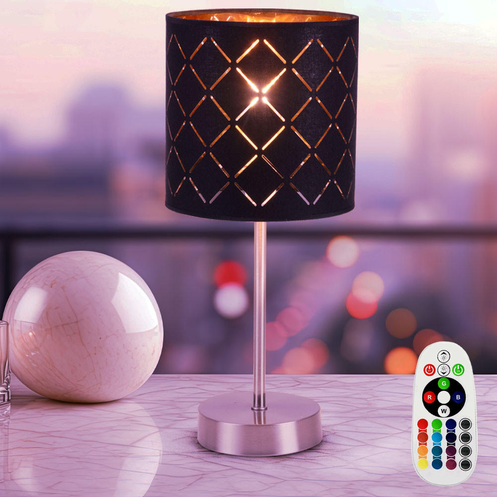 LED TISCHLEUCHTE Clarke Textil Schwarz - Schwarz, Metall (35/35/35cm) - Globo Lighting