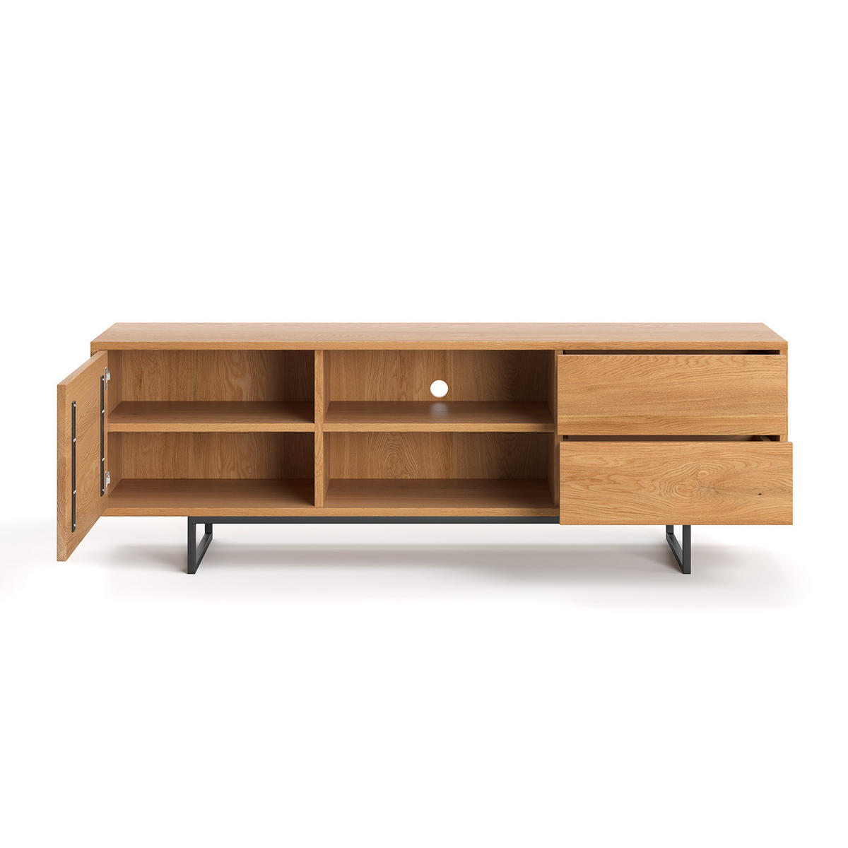TV-SCHRANK Vindue aus massivem Eichenholz 180 cm - Eichefarben/Naturfarben, Holz (180/60/40cm) - Danzz