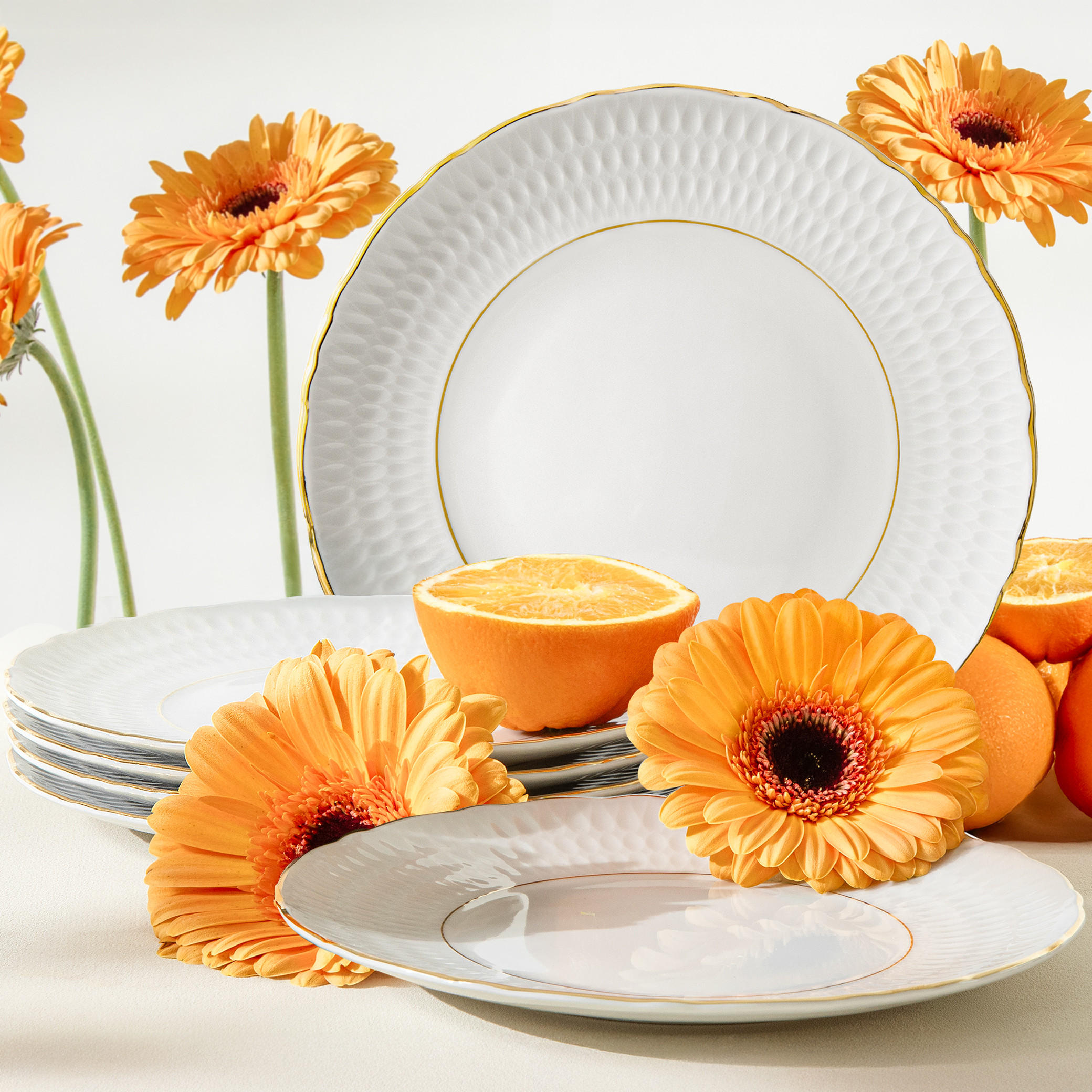 TELLER-SET DESSERTTELLER 6-tlg aus Porzellan - Weiß, Keramik (17cm) - KONSIMO®