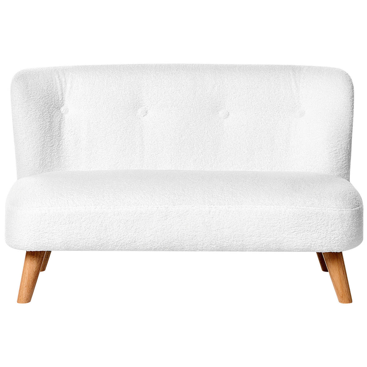 CANAPEA PENTRU COPII bouclé albă Lote - maro/alb, material textil (94/59/57cm) - Beliani
