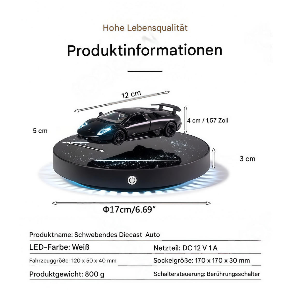 TISCHLEUCHTE Magnet Schwebend Auto Modell - Schwarz, Metall (17/17/3cm) - Weltevree