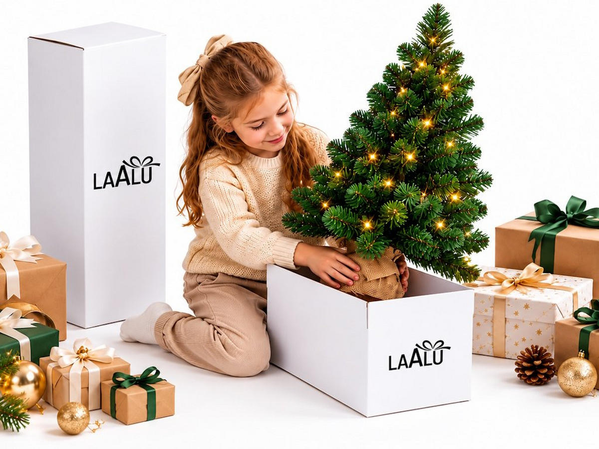 WEIHNACHTSBAUM künstlich Narnie in Blumentopf 75cm mit LED Beleuchtung, Tannenbaum Christbaum Kunstbaum Dekobaum - Grün, Kunststoff/Stein (48/75cm) - LAALU