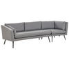 GARTENSOFA 3-Sitzer grau rechte Seite modular Loretello - Grau, Textil (243/70/76cm) - Beliani
