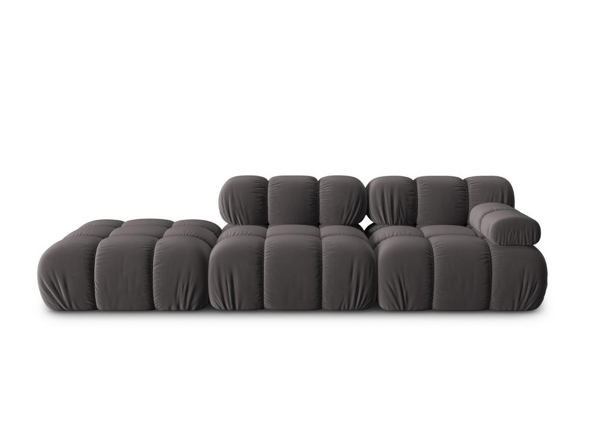 MODULARES-SOFA links Bellis aus Samt dunkelgrau 4 Sitzplätze - Dunkelgrau, Textil (94/63/282cm) - Micadoni