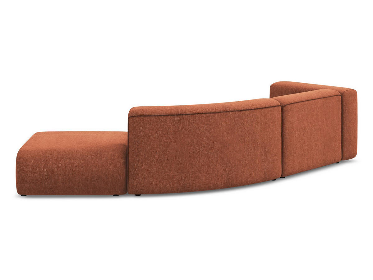 ECKSOFA Rechts Chenille Stoff Orange - Terracotta/Schwarz, Kunststoff/Textil (335/70/166cm) - Makamii
