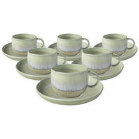 KAFFEETASSEN MIT UNTERTASSEN Perlemor Alga grün 190 ml 6er Set - Grün, Keramik (16.1/9.4/16.1cm) - like.Villeroy & Boch