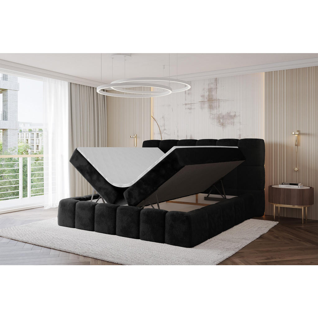 Thumbnail - Altdecor Boxbett, Schwarz, Schwarz Hochglanz, Holzwerkstoff, H4, Höhe ca. 20 cm, 120x200 cm, Schlafzimmer, Betten, Boxsp...