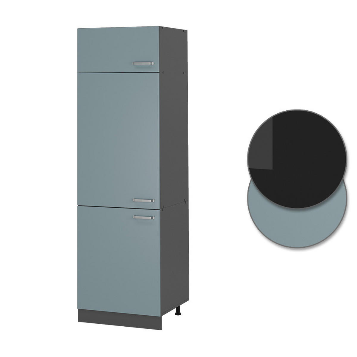 KÜHLUMBAUSCHRANK R-Line Blau-Grau 60 cm - Anthrazit/Blaugrau, Holzwerkstoff (60/206.8/57.2cm) - Vicco