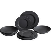 TAFELSERVICE Manufacture Rock schwarz 12er Set - Schwarz, Keramik (1/1/1cm) - Villeroy & Boch