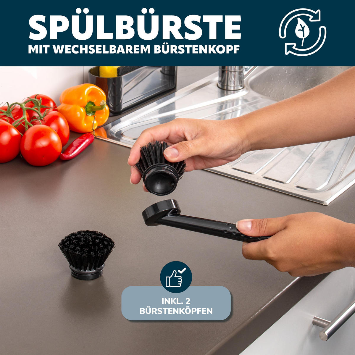 SPÜLBECKENORGANIZER 3er-Set, schwarz - Schwarz, Kunststoff (22/21/6.7cm) - bremermann