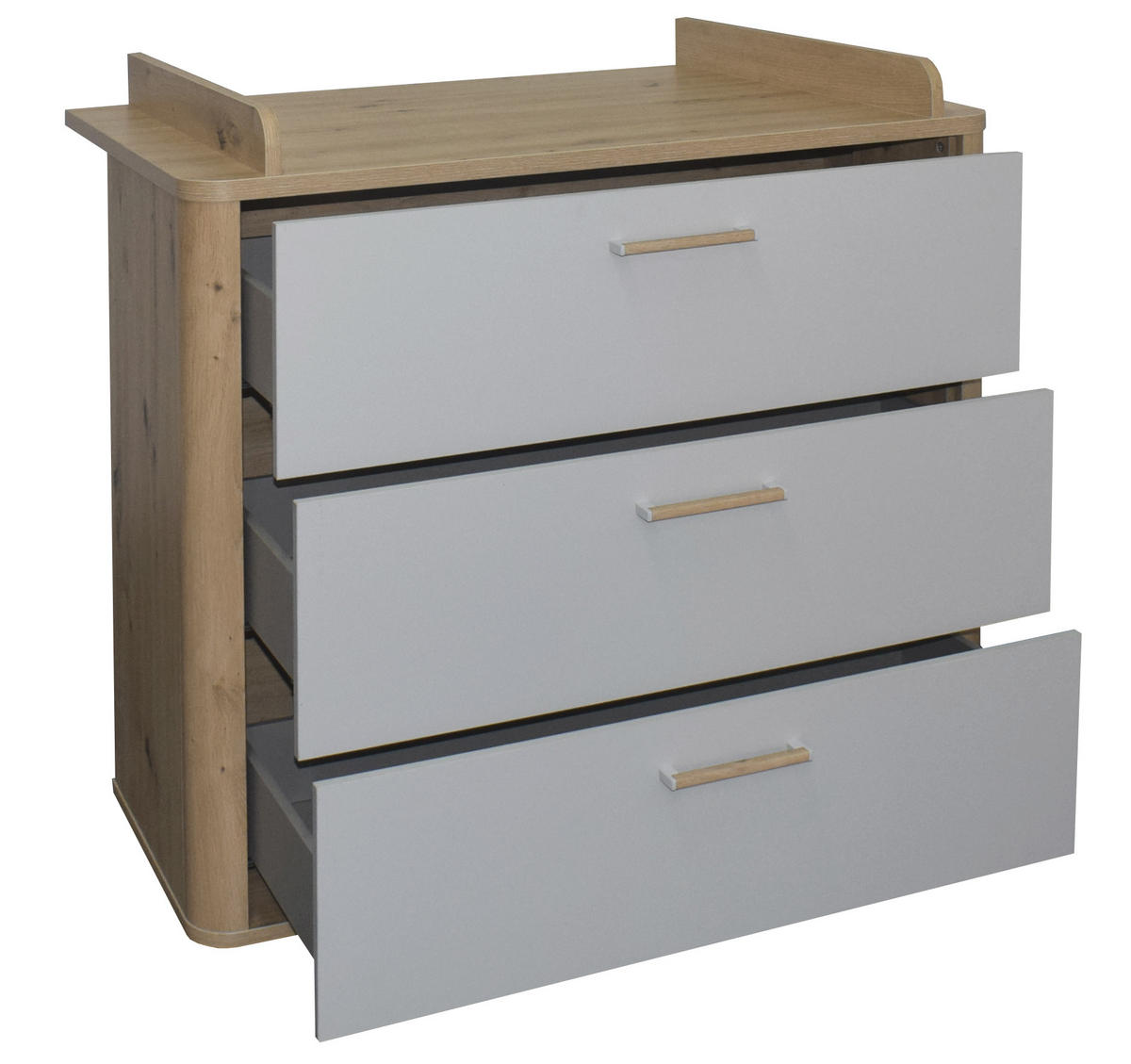 BABYZIMMER Lilly in Asteiche und Kreidegrau matt Lack 4 teilig - Grau, Holzwerkstoff (120/200/80cm)