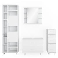 BADMÖBEL-SET Ilias Weiß 4 Teile, mit Hochschrank - Weiß, Holzwerkstoff (80.2/60.8/33cm) - Vicco