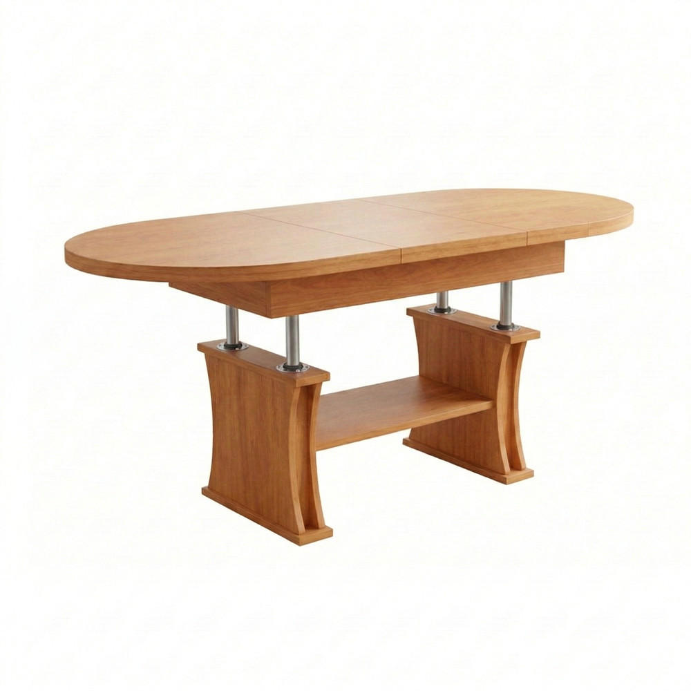 COUCHTISCH oval ausziehbar höhenverstellbar Ablage 130/80/60 cm - Erlefarben, Holzwerkstoff (80/130/60cm) - designimpex